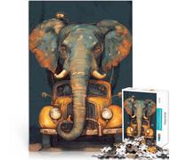 Puzzle 1000 pezzi per adolescenti Arte retrò dell'auto elefante Giochi educativi Decorazione della casa Regalo di compleanno, regali, arte murale 52x38cm