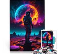 Puzzle 1000 pezzi per adolescenti Astronauta che guarda l'orizzonte Gioco impegnativo con pezzi completamente interconnessi di forma casuale 52x38cm