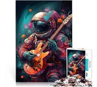 Puzzle 1000 pezzi per adolescenti Astronauta che suona la chitarra Divertimento in famiglia con poster abbinato e foglio di quiz 38x26cm