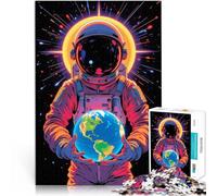 Puzzle 1000 pezzi per adolescenti Astronauta che tiene in mano la Terra Giochi di relax con pezzi completamente interconnessi di forma casuale 75x50cm
