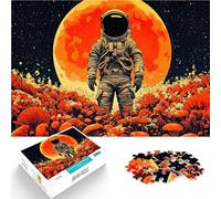 Puzzle 1000 pezzi per adolescenti Astronauta nel campo dei funghi Assemblaggio del modello Adatto per la decorazione del desktop 52x38cm