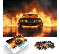 Puzzle 1000 pezzi per adolescenti Auto sportiva retrò in fiamme Per il divertimento in famiglia Migliorare l'amore tra le coppie 52x38cm