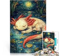 Puzzle 1000 pezzi per adolescenti Axolotl che dorme nella notte stellata Giochi educativi fai da te Lista dei desideri con Babbo Natale 38x26cm