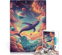 Puzzle 1000 pezzi per adolescenti Balena nello spazio Giocattolo educativo intellettuale decomprimente Migliorare l'amore tra le coppie 38x26cm