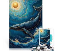 Puzzle 1000 pezzi per adolescenti Balena nell'oceano blu Antistress Vacanza in patria Uccidere il tempo con poster abbinato e foglio di quiz 52x38cm