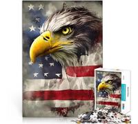 Puzzle 1000 pezzi per adolescenti Bandiera vintage degli Stati Uniti con l'aquila Taglio di precisione Lista dei desideri con Babbo Natale 38x26cm
