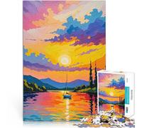 Puzzle 1000 pezzi per adolescenti Barca a vela al tramonto Gioco intellettuale giocattolo Ogni pezzo è unico - Gioco divertente e stimolante per tutta la famiglia 52x38cm