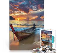Puzzle 1000 pezzi per adolescenti Barca di pescatori thailandesi sulla spiaggia Difficile e sfidante Decorazione d'arte per la casa 50x70cm