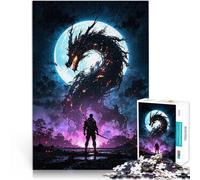 Puzzle 1000 pezzi per adolescenti Battaglia epica tra il drago di fuoco e il guerriero samurai Gioco pratico Decorazione perfetta 75x50cm