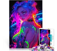 Puzzle 1000 pezzi per adolescenti Bella ragazza al neon in posa Sfida di gioco educativo giocattolo Giocattoli per la decorazione della casa 75x50cm