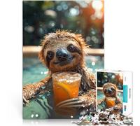 Puzzle 1000 pezzi per adolescenti Bevi qualcosa con un bradipo giochi divertenti per famiglie Decorazioni e regali unici per la casa 38x26cm