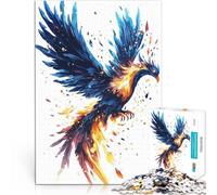 Puzzle 1000 pezzi per adolescenti Blue Phoenix in volo per il giocattolo di sfida del gioco educativo con poster abbinato e foglio di quiz 38x26cm