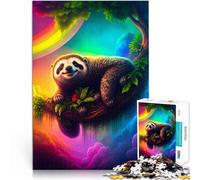 Puzzle 1000 pezzi per adolescenti Bradipo sorridente nel cielo arcobaleno Gioco pratico Decorazione murale Regali unici per compleanno e Natale 52x38cm