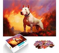 Puzzle 1000 pezzi per adolescenti Bull Terrier bianco per il giocattolo di sfida del gioco educativo con poster abbinato e foglio di quiz 52x38cm