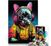 Puzzle 1000 pezzi per adolescenti Bulldog francese cane musicista Sollievo dallo stress Attività divertenti a casa, regali di compleanno, regali di viaggio, 52x38cm