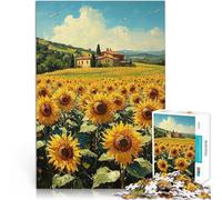 Puzzle 1000 pezzi per adolescenti Campo di girasoli e campagna ispirati agli impressionisti Attività per famiglie grande regalo 38x26cm