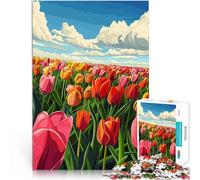 Puzzle 1000 pezzi per adolescenti Campo di tulipani per il giocattolo di sfida del gioco educativo offerte come regali per tutta la famiglia 38x26cm