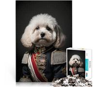 Puzzle 1000 pezzi per adolescenti Cane in uniforme militare Giocattoli di gioco impegnativi con poster abbinato e foglio di quiz 52x38cm