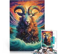 Puzzle 1000 pezzi per adolescenti Capra nell'onda del mare Giocattolo educativo per l'apprendimento perché è ideale come regalo per tutta la famiglia 38x26cm
