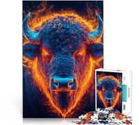 Puzzle 1000 pezzi per adolescenti Carica del bufalo luminoso Gioco intellettuale giocattolo Regalo di compleanno, regali, arte murale 75x50cm