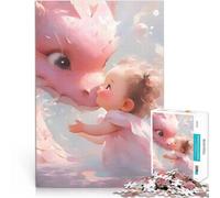 Puzzle 1000 pezzi per adolescenti Carino drago in fiore di ciliegio Giocattoli da gioco Attività divertenti a casa, regali di compleanno, regali di viaggio, 38x26cm