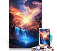 Puzzle 1000 pezzi per adolescenti Cascata al tramonto Difficile da completare ma divertente e umoristico è ideale come regalo per tutta la famiglia 75x50cm