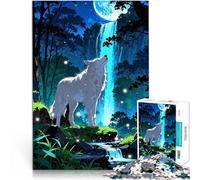 Puzzle 1000 pezzi per adolescenti Cascata del lupo al chiaro di luna Gioco rompicapo Ogni pezzo è unico - Gioco divertente e stimolante per tutta la famiglia 75x50cm