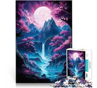 Puzzle 1000 pezzi per adolescenti Cascate di Neon Sakura Mountain Gioco impegnativo e gioco in famiglia è ideale come regalo per tutta la famiglia 38x26cm
