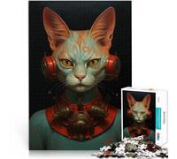 puzzle 1000 pezzi per adolescenti Cat Art Stressabbau Schwierige Herausforderung Wunschliste mit dem Weihnachtsmann70x100cm
