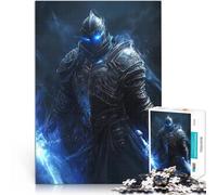 Puzzle 1000 pezzi per adolescenti Cavaliere oscuro con fiamme blu Gioco intellettuale giocattolo Adatto per la decorazione del desktop 38x26cm