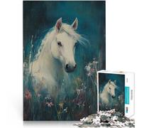 Puzzle 1000 pezzi per adolescenti Cavallo bianco nel prato Vacanza a casa: uccidere il tempo Collezione di artisti, Belle arti 38x26cm