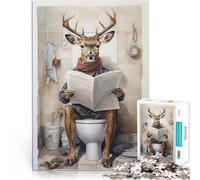 Puzzle 1000 pezzi per adolescenti Cervo che legge il giornale Giocattoli di gioco impegnativi Collezione di artisti, Belle arti 52x38cm