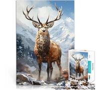 Puzzle 1000 pezzi per adolescenti Cervo in montagna per il giocattolo di sfida del gioco educativo è ideale come regalo per tutta la famiglia 52x38cm
