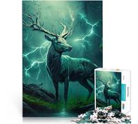 Puzzle 1000 pezzi per adolescenti Cervo incantato nella tempesta Gioco di famiglia antistress sfida difficile Interazione genitore-figlio 38x26cm