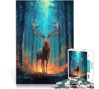 Puzzle 1000 pezzi per adolescenti Cervo nella foresta misteriosa Gioco impegnativo e gioco in famiglia Adatto per la decorazione del desktop 52x38cm