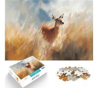 Puzzle 1000 pezzi per adolescenti Cervo nell'erba alta Giocattolo educativo intellettuale decomprimente Gioco educativo per compleanno e Natale 38x26cm