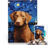 Puzzle 1000 pezzi per adolescenti Chesapeake Bay Retriever Gioco impegnativo e gioco in famiglia Lista dei desideri con Babbo Natale 38x26cm
