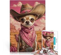 Puzzle 1000 pezzi per adolescenti Chihuahua Cane Cowboy Giocattolo educativo intellettuale decomprimente Migliorare l'amore tra le coppie 75x50cm
