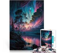 Puzzle 1000 pezzi per adolescenti Cielo blu viola sopra il lago Per il divertimento in famiglia Migliorare l'amore tra le coppie 38x26cm