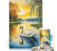 Puzzle 1000 pezzi per adolescenti Cigno nel lago Difficile da completare ma divertente e umoristico offerte come regali per tutta la famiglia 38x26cm