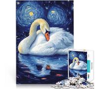 Puzzle 1000 pezzi per adolescenti Cigno sotto la notte stellata Allena il tuo cervello e le tue mani Collezione di artisti, Belle arti 52x38cm