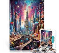 Puzzle 1000 pezzi per adolescenti Città psichedelica dei colori giochi divertenti per famiglie Gioco educativo per compleanno e Natale 38x26cm