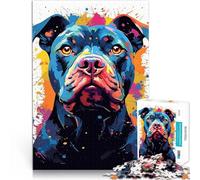 Puzzle 1000 pezzi per adolescenti Colore del cane Pitbull Pitbull Giochi educativi fai da te perché è ideale come regalo per tutta la famiglia 75x50cm
