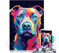 Puzzle 1000 pezzi per adolescenti Colore del cane Pitbull Pitbull Gioco intellettuale giocattolo Regalo di compleanno, regali, arte murale 50x70cm