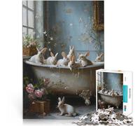 Puzzle 1000 pezzi per adolescenti Coniglietti nella vasca da bagno Gioco intellettuale Attività divertenti a casa, regali di compleanno, regali di viaggio, 75x50cm
