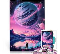 Puzzle 1000 pezzi per adolescenti Coppia sotto il pianeta Saturno Gara di velocità delle mani Regalo di compleanno, regali, arte murale 50x70cm