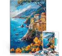 Puzzle 1000 pezzi per adolescenti Costa Floreale Oceano Difficile da completare ma divertente e umoristico regali per amici e familiari 52x38cm
