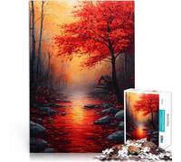 Puzzle 1000 pezzi per adolescenti Cottage sul fiume autunnale giocattoli educativi per l'apprendimento Migliorare l'amore tra le coppie 38x26cm
