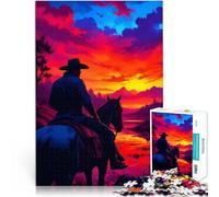 Puzzle 1000 pezzi per adolescenti Cowboy al tramonto Antistress Vacanza in patria Uccidere il tempo Lista dei desideri con Babbo Natale 38x26cm