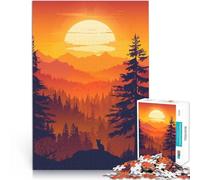 Puzzle 1000 pezzi per adolescenti Crepuscolo nella foresta infuocata Analisi e logica Attività divertenti a casa, regali di compleanno, regali di viaggio, 38x26cm